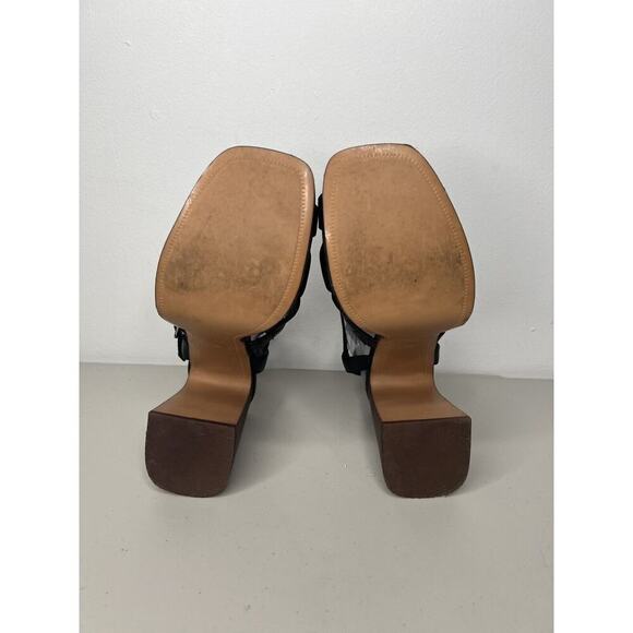 Crown Vintage Farlie Block Heel Sandal Leather Black Women’s Size 10 - Picture 6 of 8